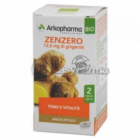 Arkopharma Bio  Zenzero 12,6 mg di gingeroli Integratore di Tono e Vitalità 40 arkocapsule 3578835610017