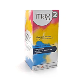 Mag 2 Bustine di Magnesio Pidolato 1.5 g/ 10 ml Soluzione Orale 20 Bustine Monodose Aroma Arancia 025519063