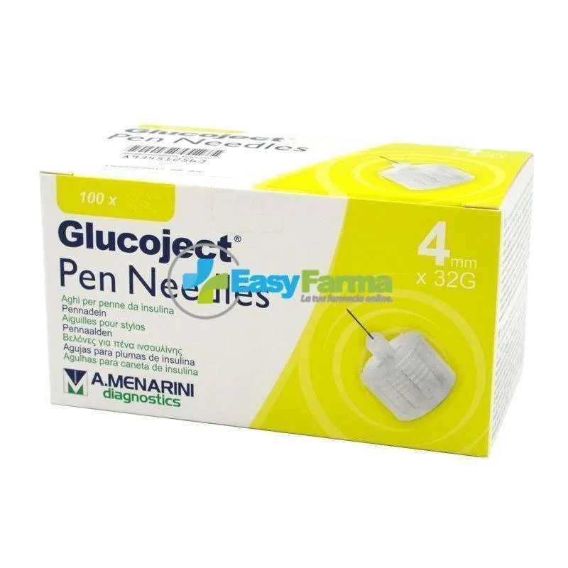 Glucoject Pen Needles Aghi per Penne da Insulina 4 mm x 32 g 100 pz