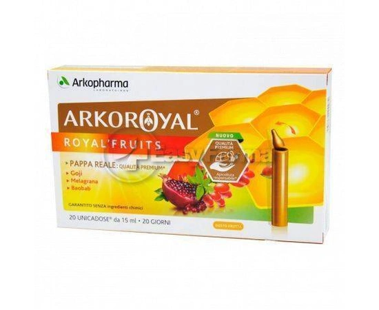 Arkopharma Arkoroyal Royal Fruits Integratore di Pappa Reale 20 fiale Gusto Frutta 3578830109974