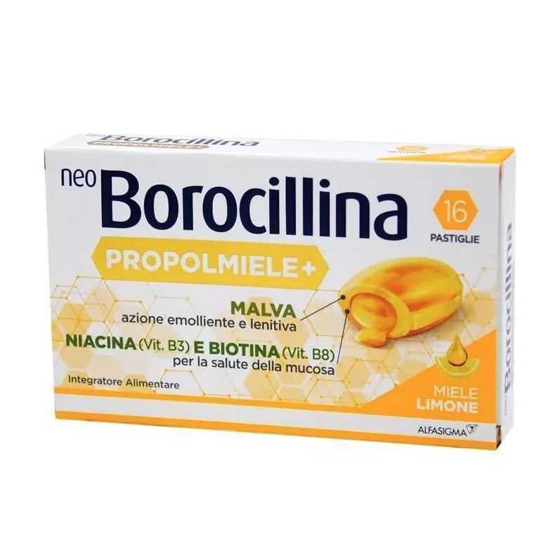 NeoBorocillina PropolMiele+ Integratore ad Azione Emolliente Lenitiva 16 pastiglie miele limone 981647858